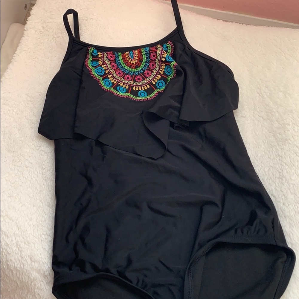 girls size 12 black one piece swimsuit